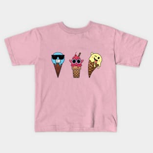 Happy, cool, and wink ice cream emotes Kids T-Shirt